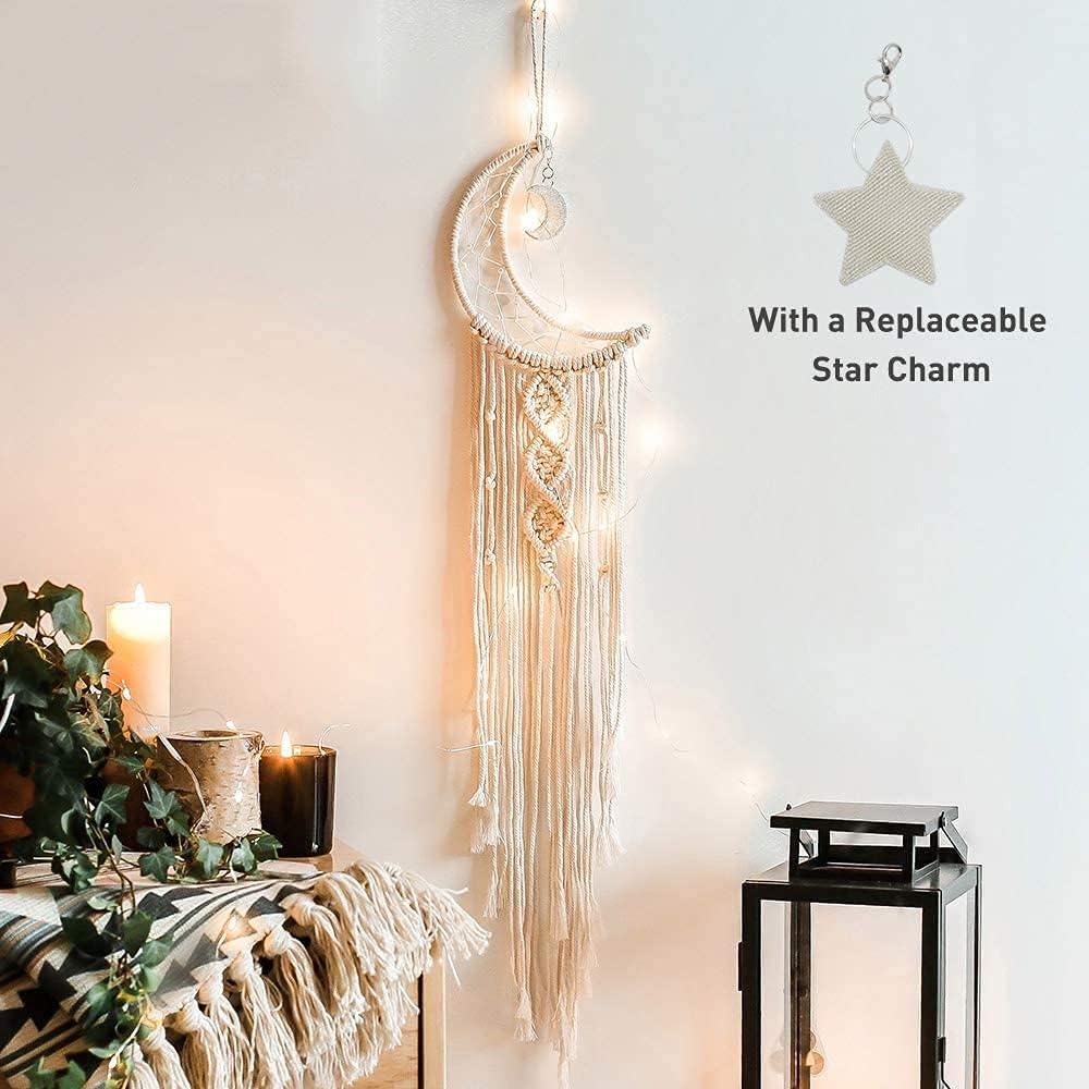 Crochet Moon Star Dream Catcher with Tassel
