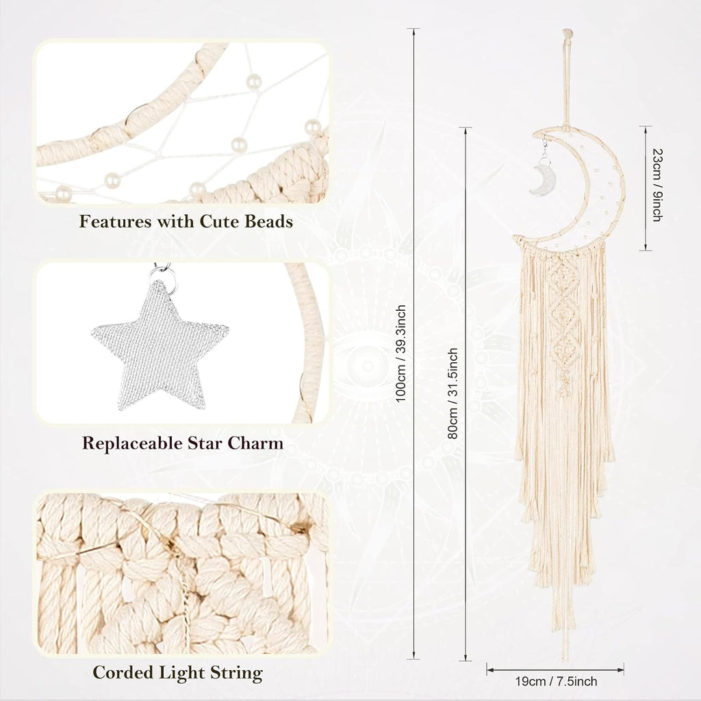 Crochet Moon Star Dream Catcher with Tassel