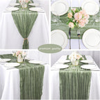 Sage Green Cheesecloth Table Runner Fall