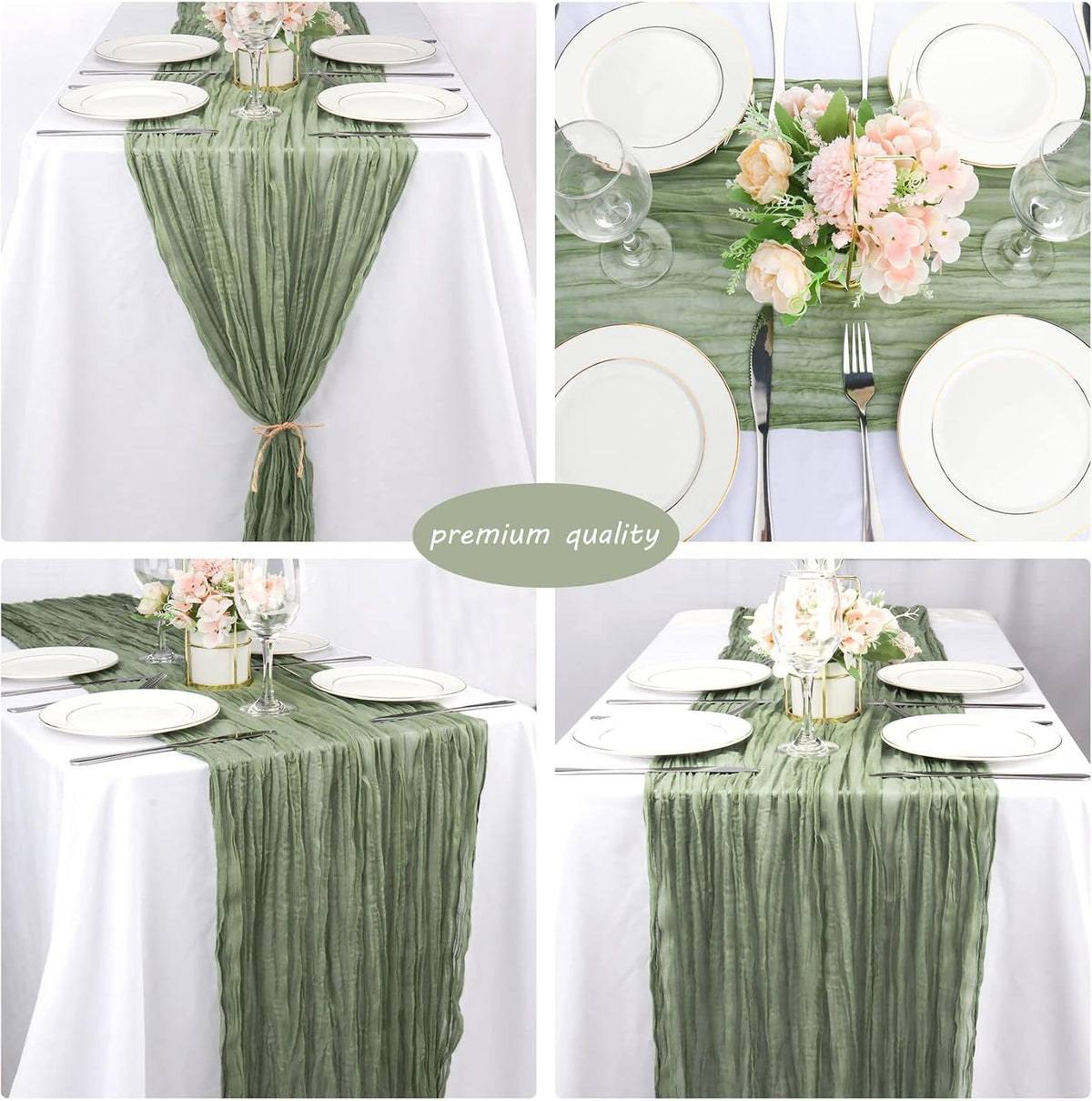 Sage Green Cheesecloth Table Runner Fall