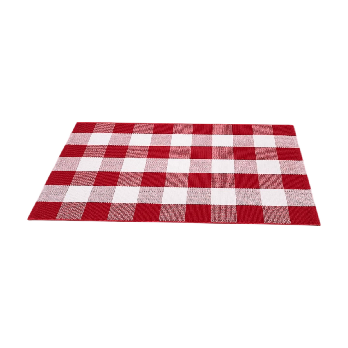 Christmas Red and White Plaid Door Mat